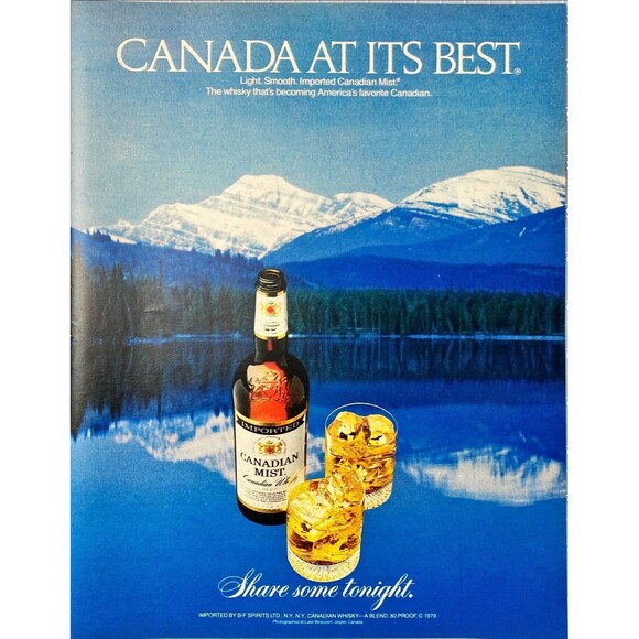 Canadian Mist Whiskey "Canada at Its Best" Man Cave Vintage Print Ad 1979 - Picture 1 of 3